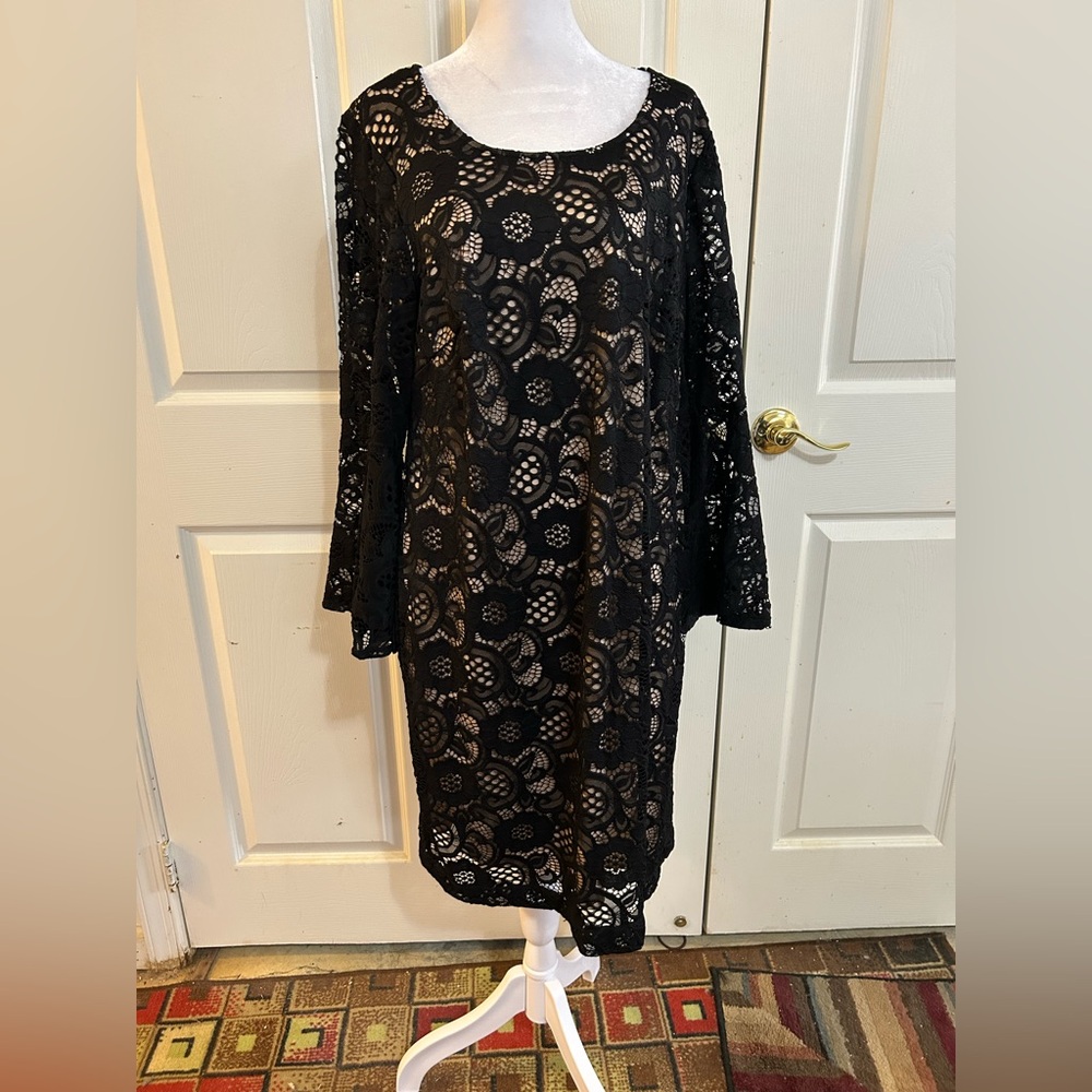 Signature by Robbie Bee black lace dress, size Large 1X